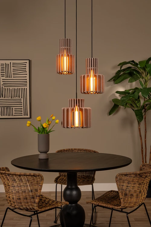 Lucide ROLLO - Pendelleuchten - 3xE27 - Taupe - Atmosphäre 1